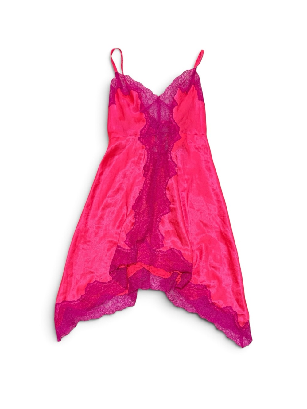 Victoria’s Secret Satin Lace Slip Dress Hot pink Purple Women Size Small